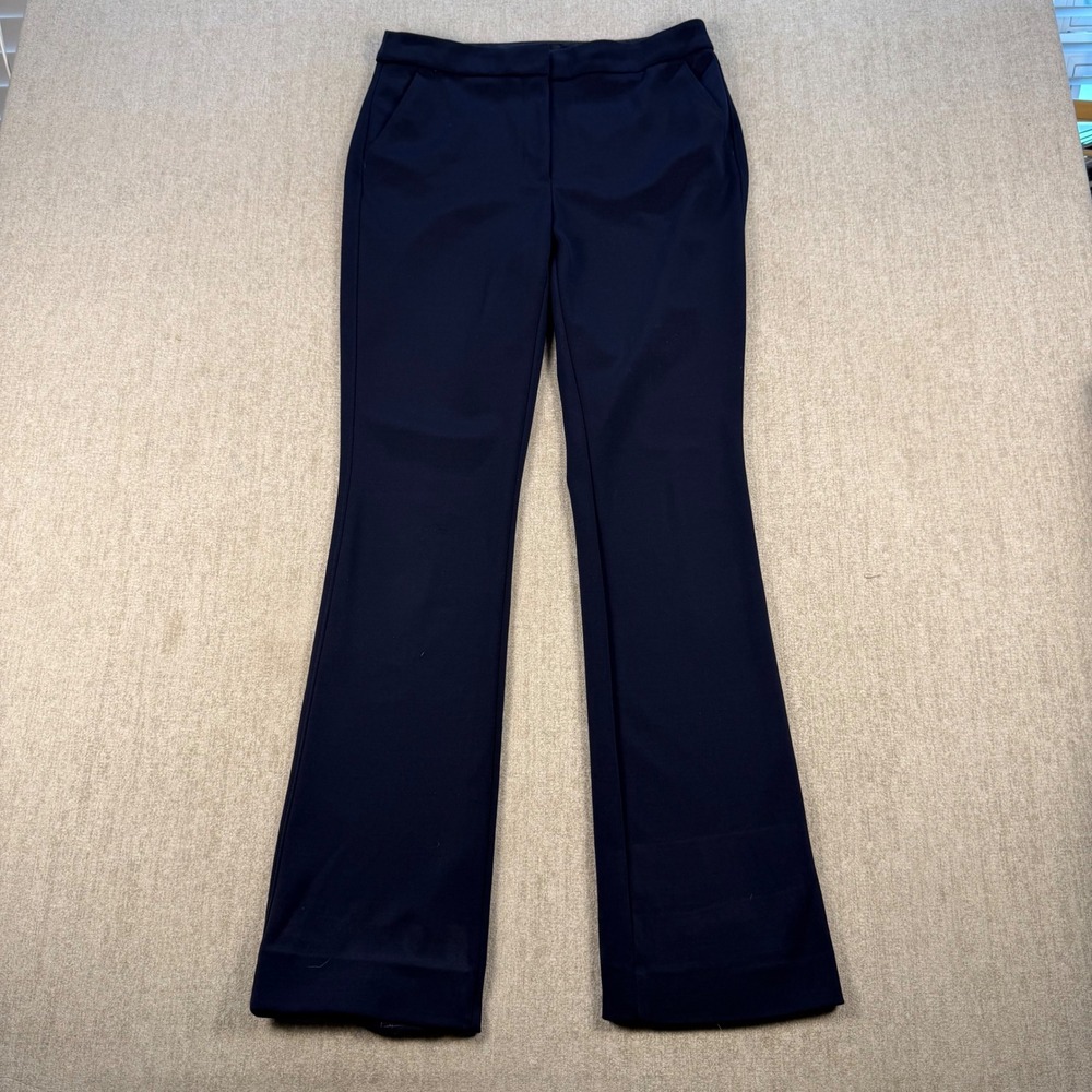 White House Black Market Dress Pants Women 4 Navy Blue The Slim Flare Trousers